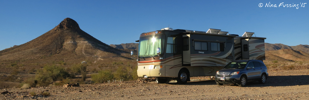 We've got an awesome view of Dome Rock from our new boondocking site