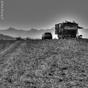Our sweet, new boondocking site at Quartzsite, AZ