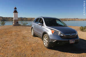 Our car parked by Mini Point Gratroit Lighthouse
