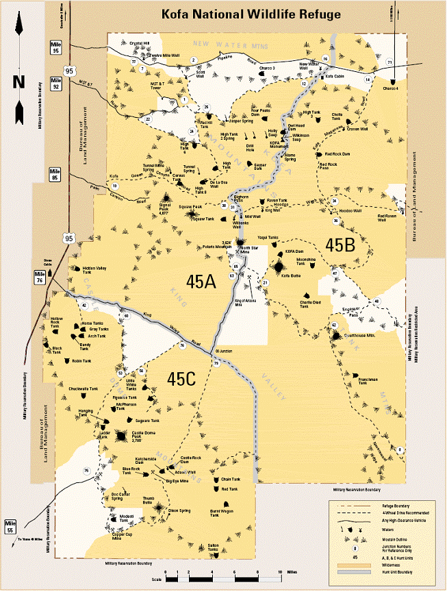 Official map of KOFA. You can camp along any of these roads.