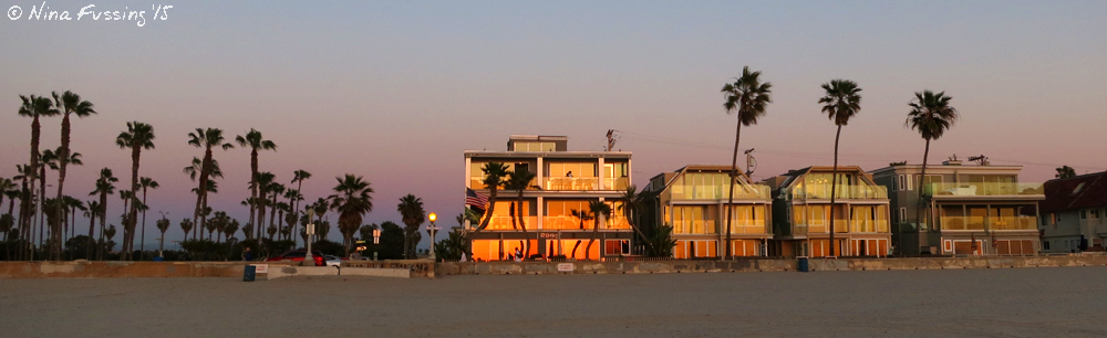 View from the beach by the trail at Mission Beach