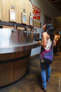 Carmen checks out the taps at Barrel Republic