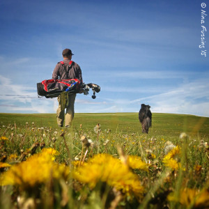 Spring with doggie on the golf course