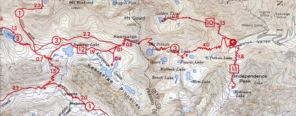 Onion Valley Hiking Map